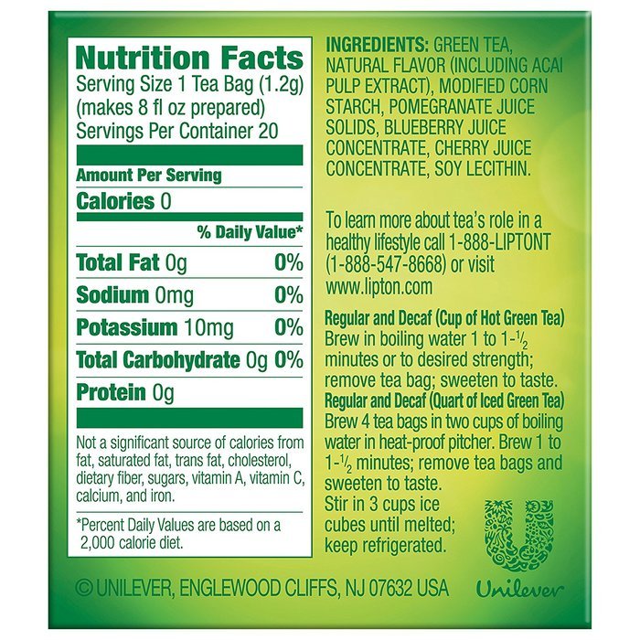 Lipton Green Tea, 100 Percent Natural 100 ct N125