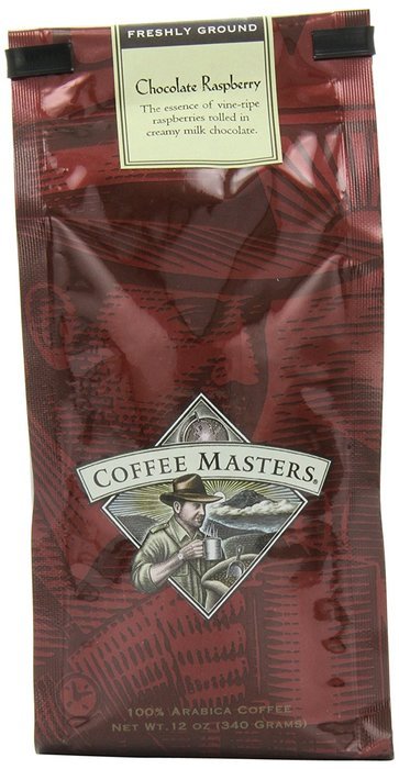Coffee Masters Flavored Coffee, Chocolate Raspberry, Ground, 12-Ounce Bags (Pack of 4)