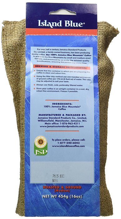 Island Blue (16oz) -100% Jamaica Blue Mountain Ground Coffee (16oz) N2