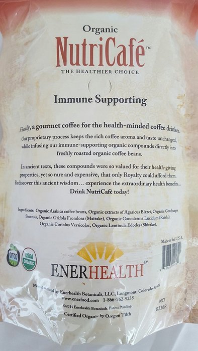 Enerhealth NutriCafe Premium Gourmet Organic Whole Bean Roasted Mushroom Coffee, Choose Ganoderma (Reishi), Cordyceps... N2