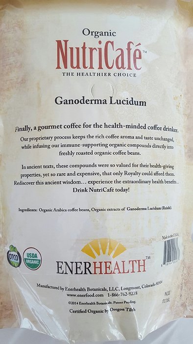Enerhealth NutriCafe Premium Gourmet Organic Whole Bean Roasted Mushroom Coffee, Choose Ganoderma (Reishi), Cordyceps... N6
