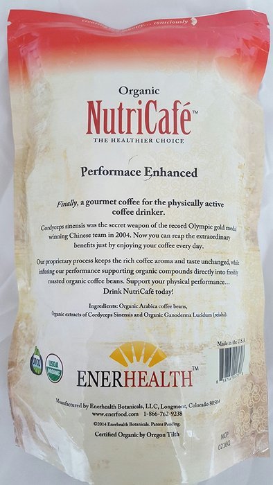 Enerhealth NutriCafe Premium Gourmet Organic Whole Bean Roasted Mushroom Coffee, Choose Ganoderma (Reishi), Cordyceps... N8