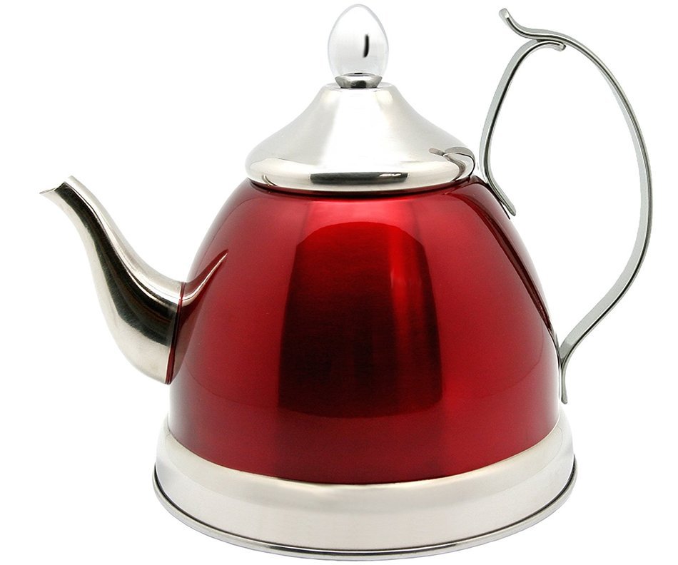 Creative Home Nobili Tea Stainless Steel Tea Kettle, Cranberry 1.0 qt