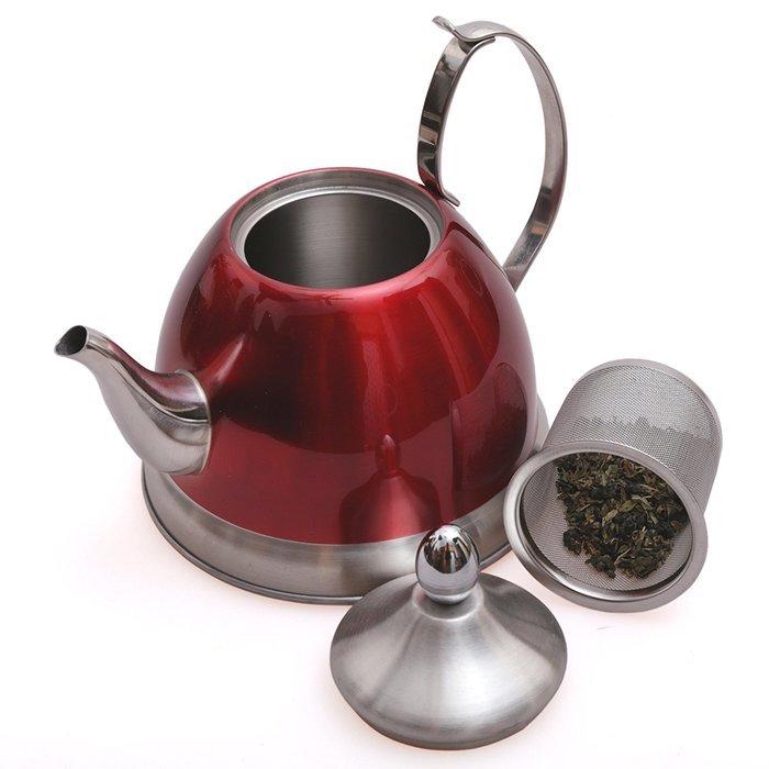 Creative Home Nobili Tea Stainless Steel Tea Kettle, Cranberry 1.0 qt N2