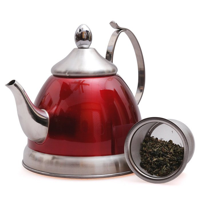 Creative Home Nobili Tea Stainless Steel Tea Kettle, Cranberry 1.0 qt N3