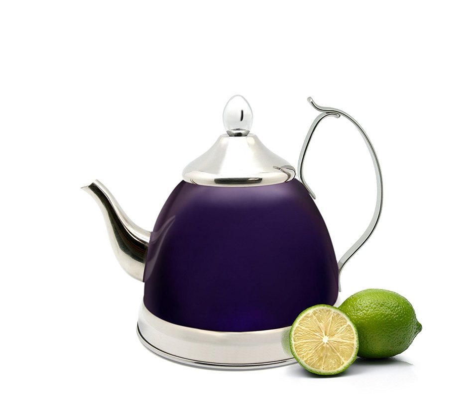 Creative Home Nobili Tea Stainless Steel Tea Kettle, Cranberry 1.0 qt N6