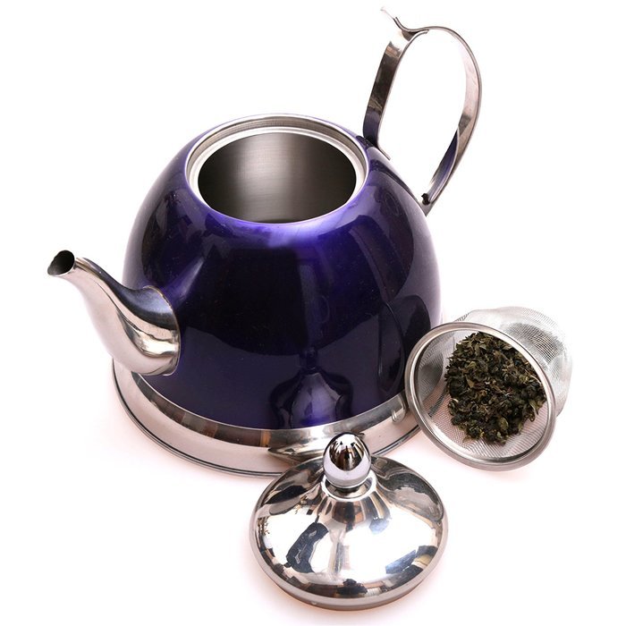 Creative Home Nobili Tea Stainless Steel Tea Kettle, Cranberry 1.0 qt N8
