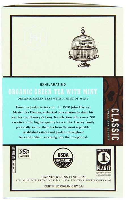 Harney and Sons Organic Green Tea Bags, Mint, 20 Count N7