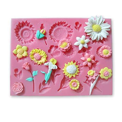 Tulip Daisy Sunflower Silicone Fondant Mold Chocolate Baking Mould shopping N4