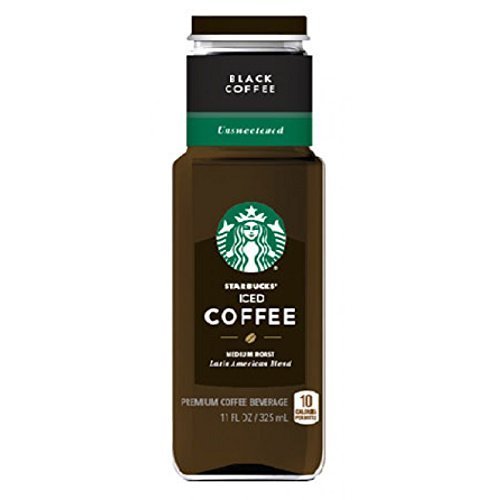 Starbucks Black Iced Coffee UnSweetened 11 oz Glass Bottles - Pack of 12
