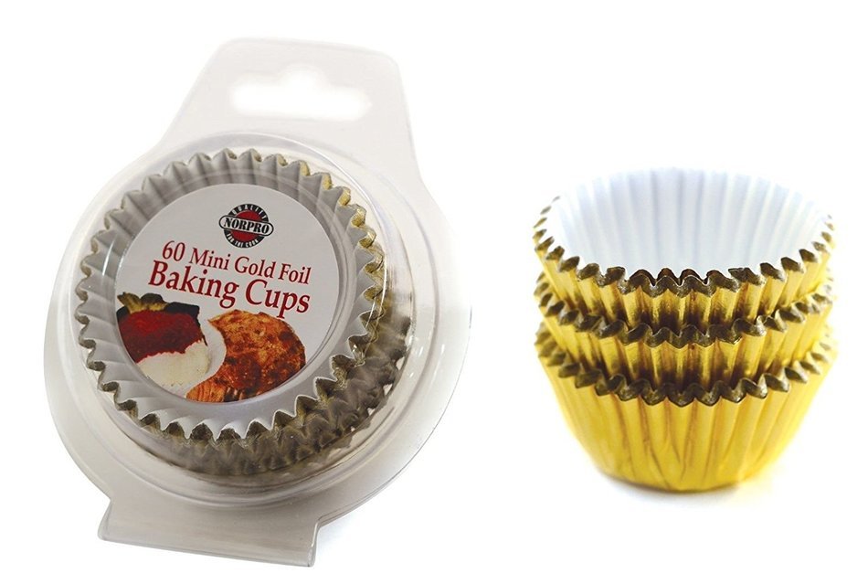 Kitchen, Dining & Bar Gold 60 Mini Cupcakes, Muffins, Bonbons or Candy Cups