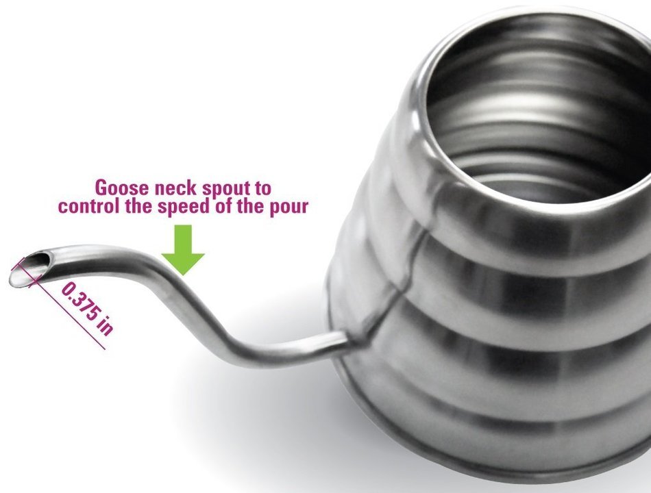 MIRA Pour Over Kettle for Coffee, Tea, Drip Pot Kettle, Goose Neck, Narrow Spout, 24 Oz., Stainless Steel, Works... N5