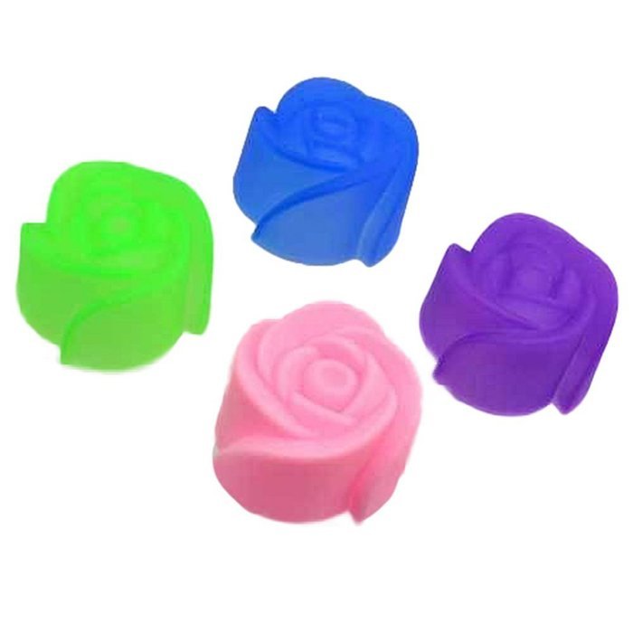10pcs Cake Baking Mold Chocolate Jelly Maker Mould Silicone Rose Muffin Cookie Cup (Random Colors) N3