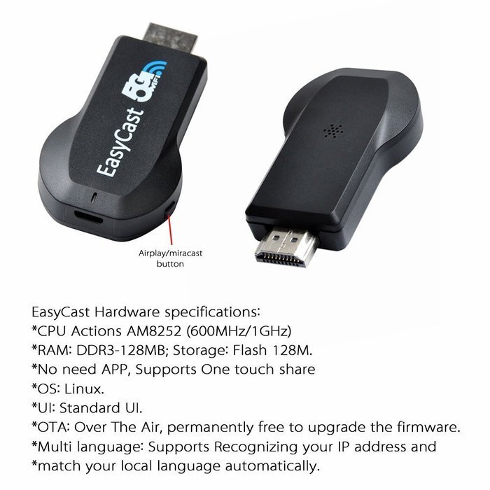 Andoer EasyCast 5G Wi-Fi Display Receiver Powerful 1080P Audio & Video DLNA Airplay Miracast Display Dongle with... N6