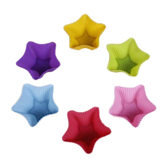 12X Silicone Star Shape Chocolate Jelly Soap Candle Cup Cake Muffin Baking