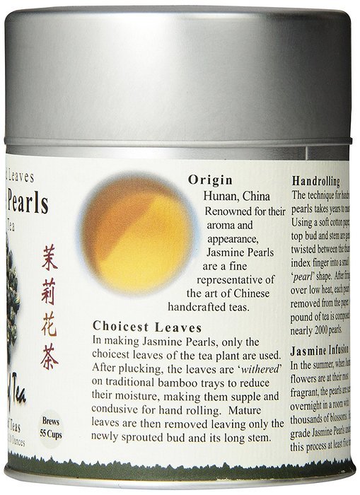 The Tao of Tea, Handrolled Jasmine Pearls Green Tea, Loose Leaf, 3 Ounce Tin N2