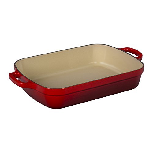 Le Creuset Signature Cast Iron Rectangular Roaster, 3.0-Quart, Cerise (Cherry Red)