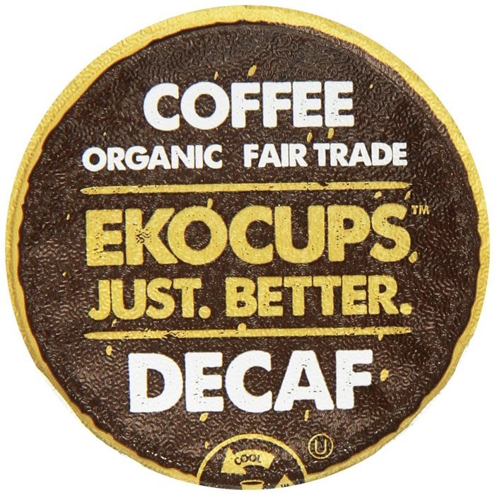 EKOCUPS Organic Artisan Coffee, Decaf , Light roast for Keurig K-cup single serve Brewers, 13g, 10 count