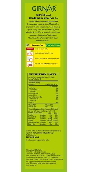 Girnar Instant Chai Premix With Cardamom, 10 Sachet Pack