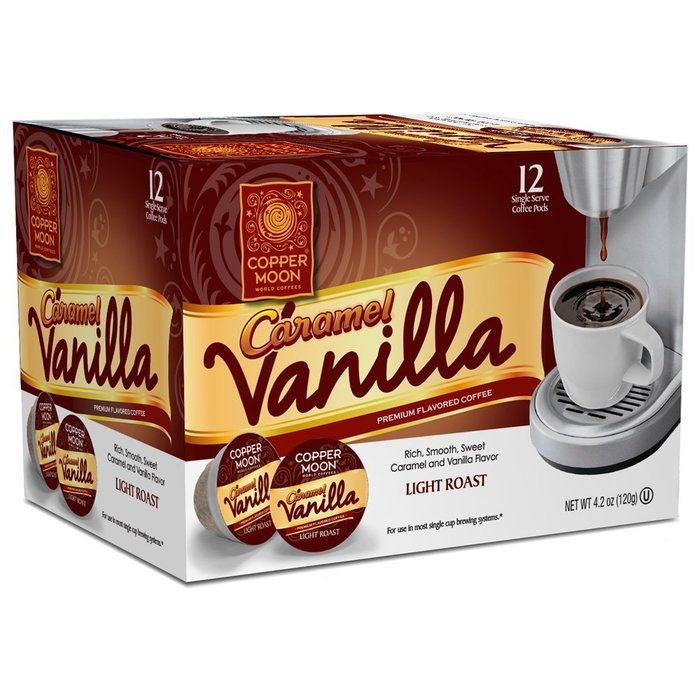 Copper Moon Coffee Caramel Vanilla, Single Cups, 12 Count for Keurig K