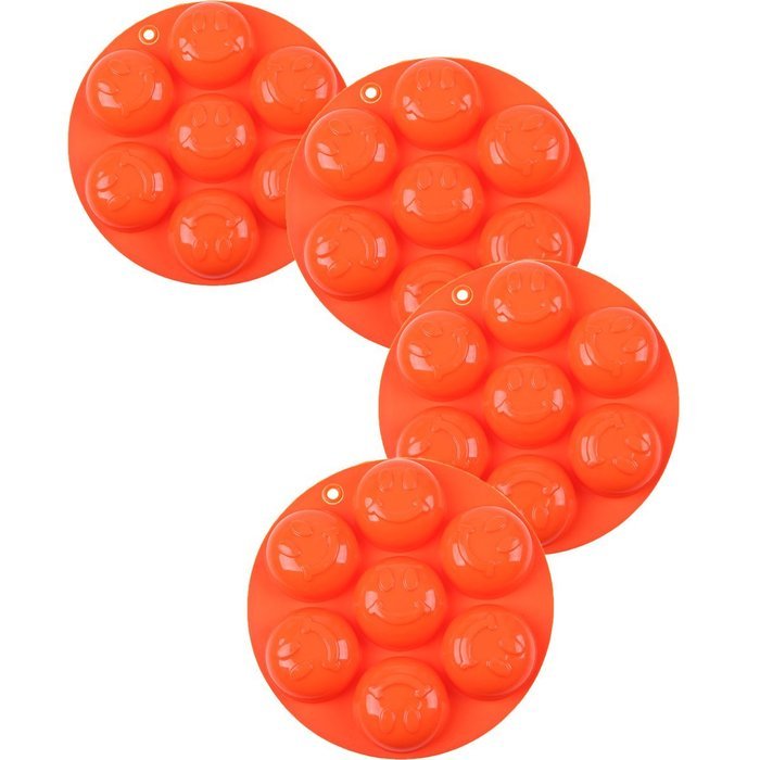 Whosee 4 Pack Smile Face Art Silicone Cake Candy Cookie Ice Chocolate Mold Bakeware Tray Decor Random Color