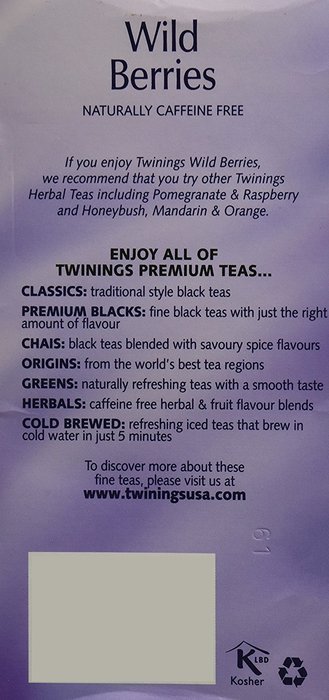 Twinings Herbal Wild Berries Bagged Tea, 20 Count N4