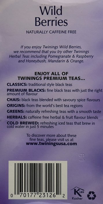 Twinings Herbal Wild Berries Bagged Tea, 20 Count N5