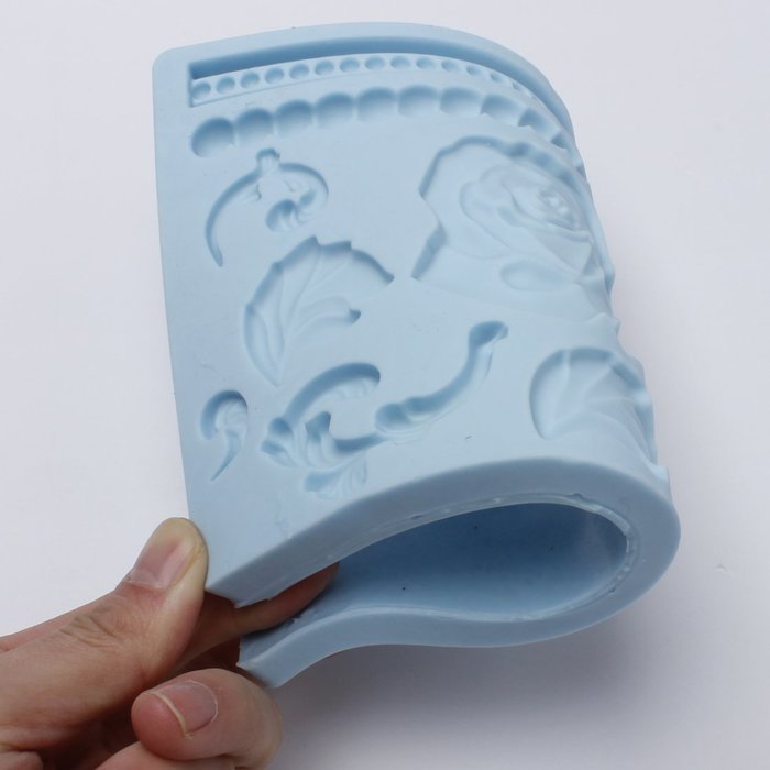 Fondant and Gum Paste Silicone Mold Baroque Rose Flower Cake Decorating Embossing Mould
