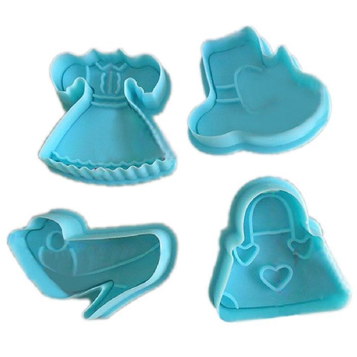 DUFUSTORE 4pcs high-heeled Shoes Cake Paste Sugarcraft Baking Plunger Cutter Mould