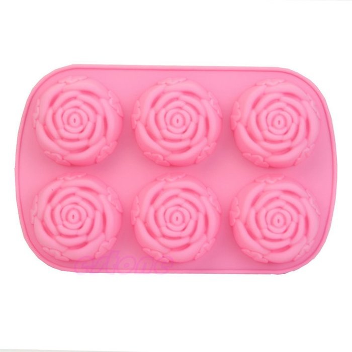 SUIE 6-Cavity DIY Silicone Snowflake /Rose Muffin Cupcake Brownie Cornbread Cheesecake Pudding Jello Shot and...