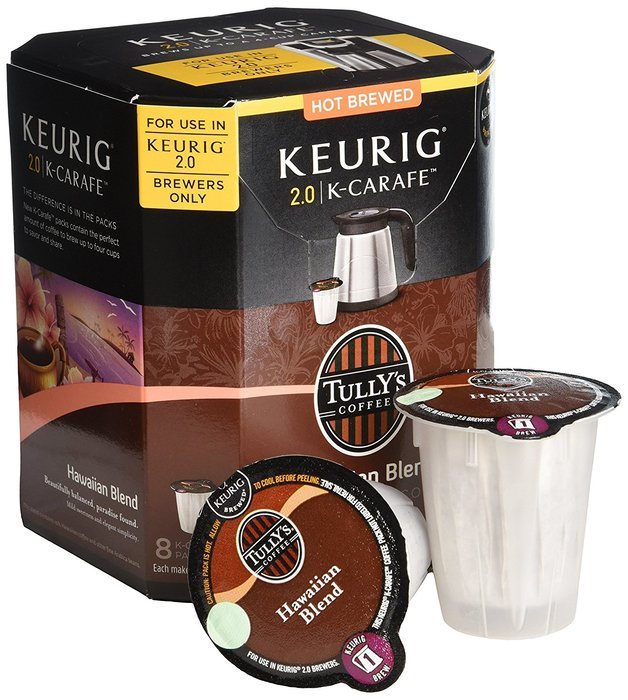 Tully's Hawaiian Blend Keurig K-Carafe Pack, 8 Count