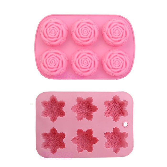SUIE 6-Cavity DIY Silicone Snowflake /Rose Muffin Cupcake Brownie Cornbread Cheesecake Pudding Jello Shot and... N3