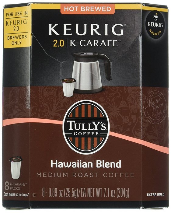 Tully's Hawaiian Blend Keurig K-Carafe Pack, 8 Count N2