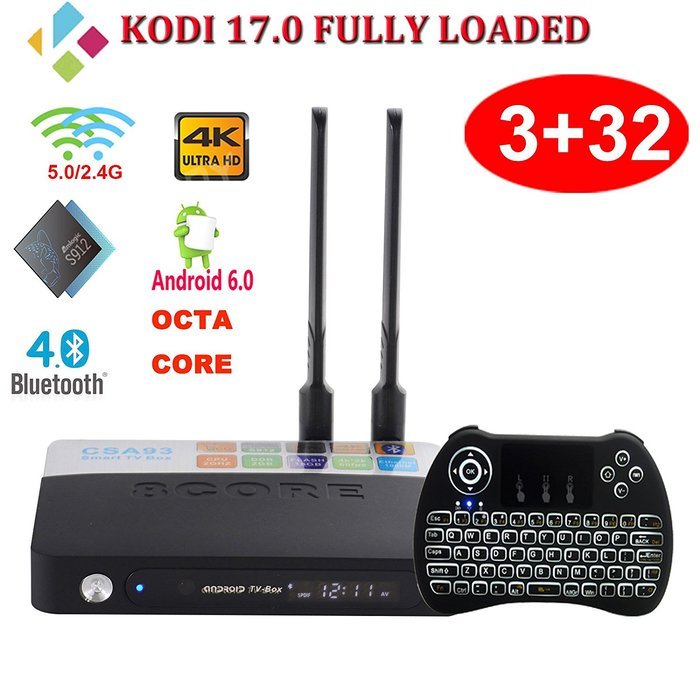 [3GB/32GB] Xgody CSA93 Smart TV Box KODI 17.0 Amlogic S912 Octa-Core Android 6.0 HDMI Dual Band BT 4.0 Fully Loaded... N9