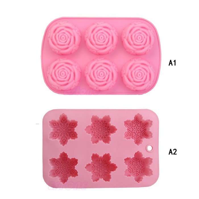 SUIE 6-Cavity DIY Silicone Snowflake /Rose Muffin Cupcake Brownie Cornbread Cheesecake Pudding Jello Shot and... N4