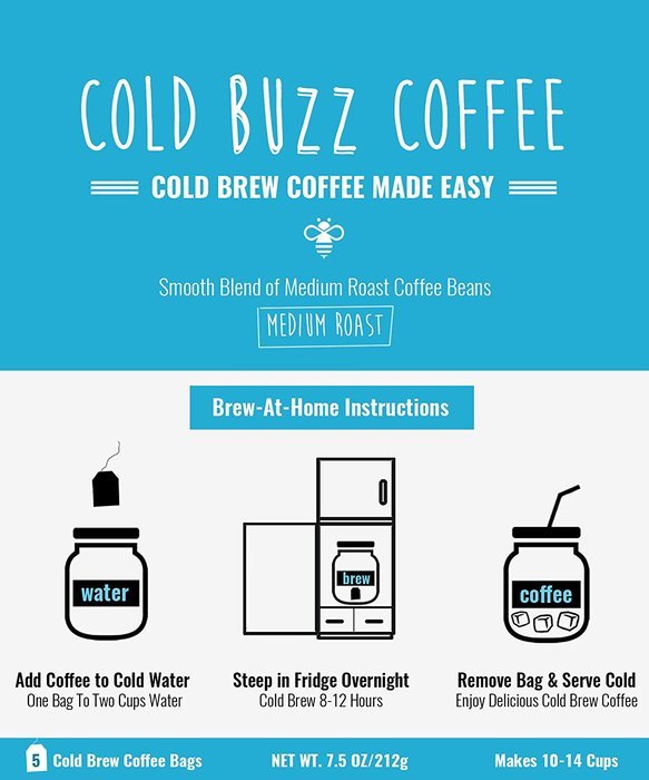 Cold Buzz Coffee (Medium) - Cold Brew Iced Coffee Packs N4