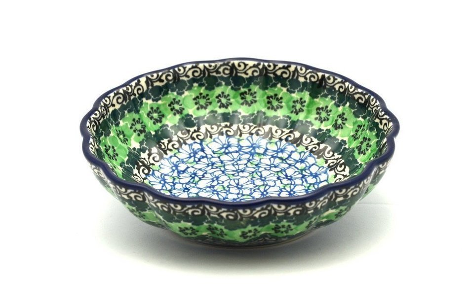 Polish Pottery Bowl - Shallow Scalloped - Medium - Kiwi