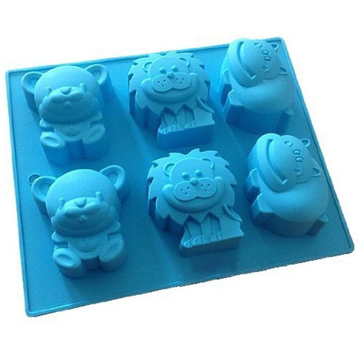Wocuz Lions, Bears, Hippo Silicone Mold, Cake Mold, Pudding, Mousse Mold, Muffin Mold, Soap Mold, DIY Ice Tray...