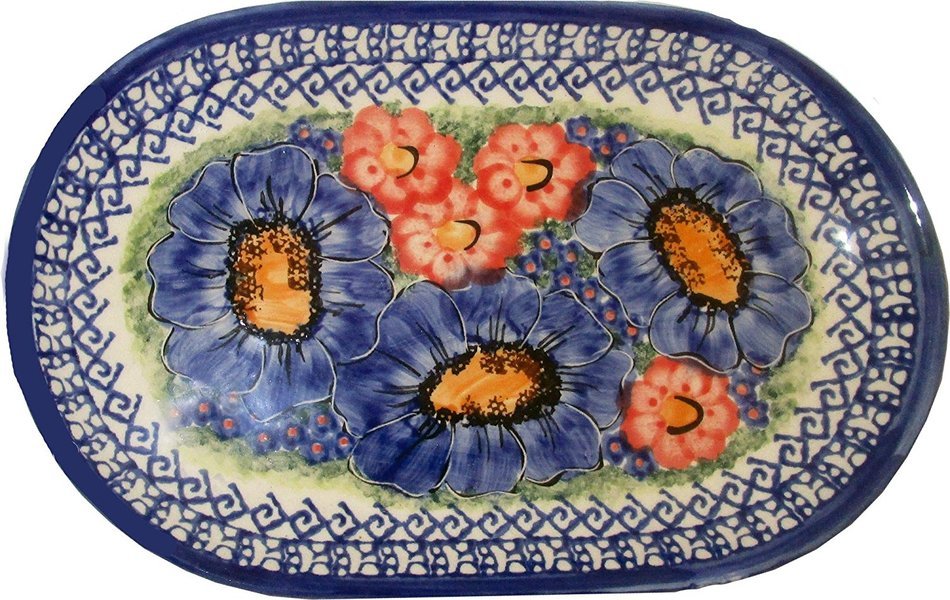 Boleslawiec Stoneware - Polish Pottery 9 1/4" Oval Serving Platter - Eva's Collection "Isabelle" N2