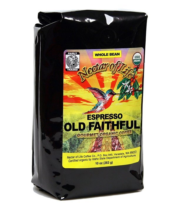Old Faithful Espresso Medium Dark Full-City Roast, From Nectar of Life. Whole Bean Coffee, Gourmet Coffee. Cr&egrave;me... N3