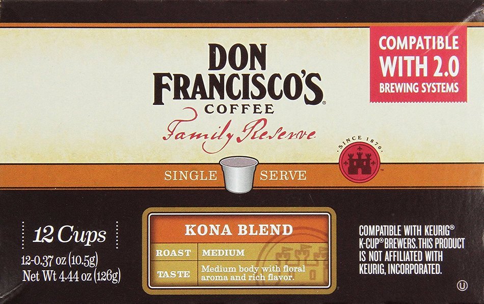 Don Francisco Family Reserve Single Serve Coffee, Kona Blend, 12 Count, 4.44oz Box (Pack of 3) N5