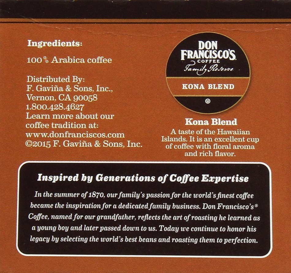 Don Francisco Family Reserve Single Serve Coffee, Kona Blend, 12 Count, 4.44oz Box (Pack of 3) N6