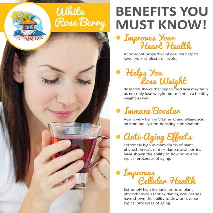 White Rose Berry 2 Ounce (30 Servings): Invigorating Acai Tea from TEAKI Hut, 3 Time Award Winners for Organic...