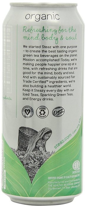 Steaz Iced Tea Can, Green Blueberry Pomegranate, Gluten Free, 16-ounces (Pack of12) N6