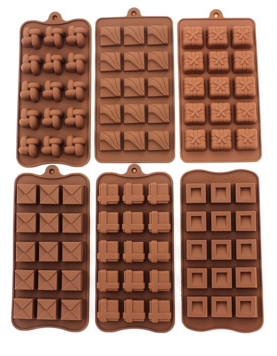 Zicome Non-stick Silicone Square Chocolate Candy Pastry Making Mold Ice Cube Tray Set of 6