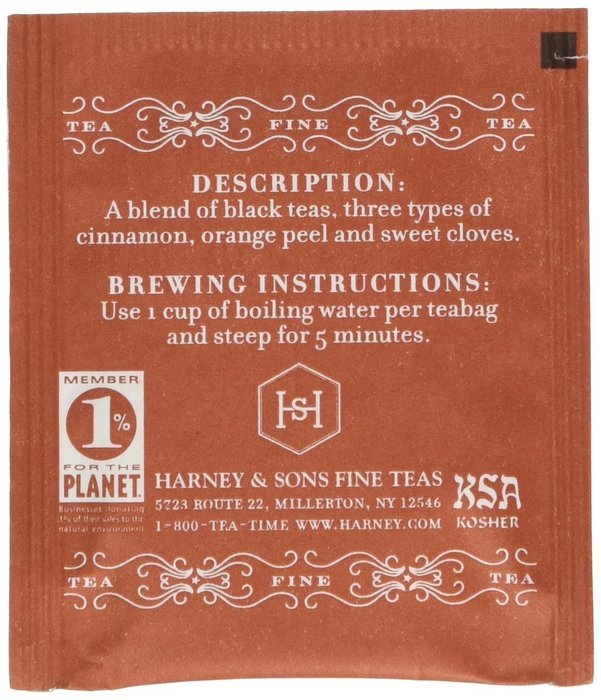 Harney & Sons Hot Cinnamon Spice 50 Tea Bags (With Bonus 1 Egyptian Chamomile, 1 Green Citrus Ginkgo,1 Decaff... N2