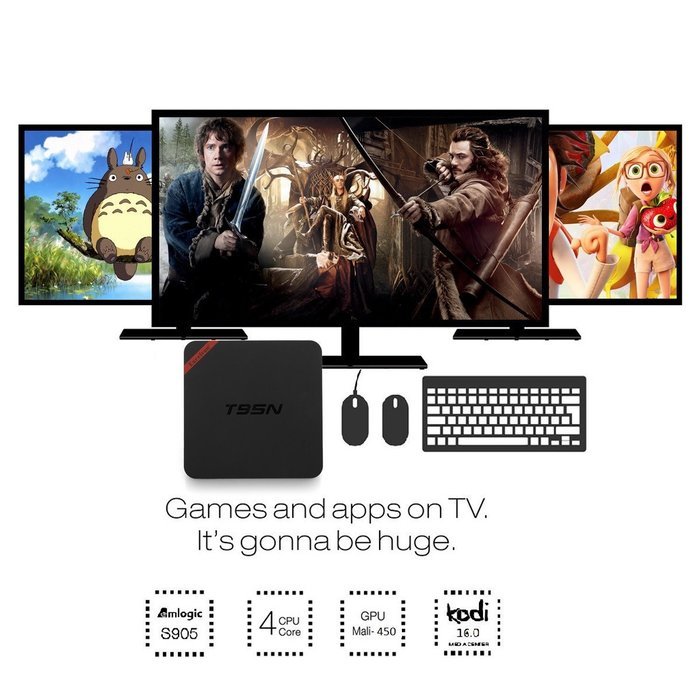 Excelvan T95N Android 5.1 Amlogic S905 1GB+8GB KODI 16.0 WIFI 4K2K 3D Fully Loaded Streaming Media Player TV BOX N9