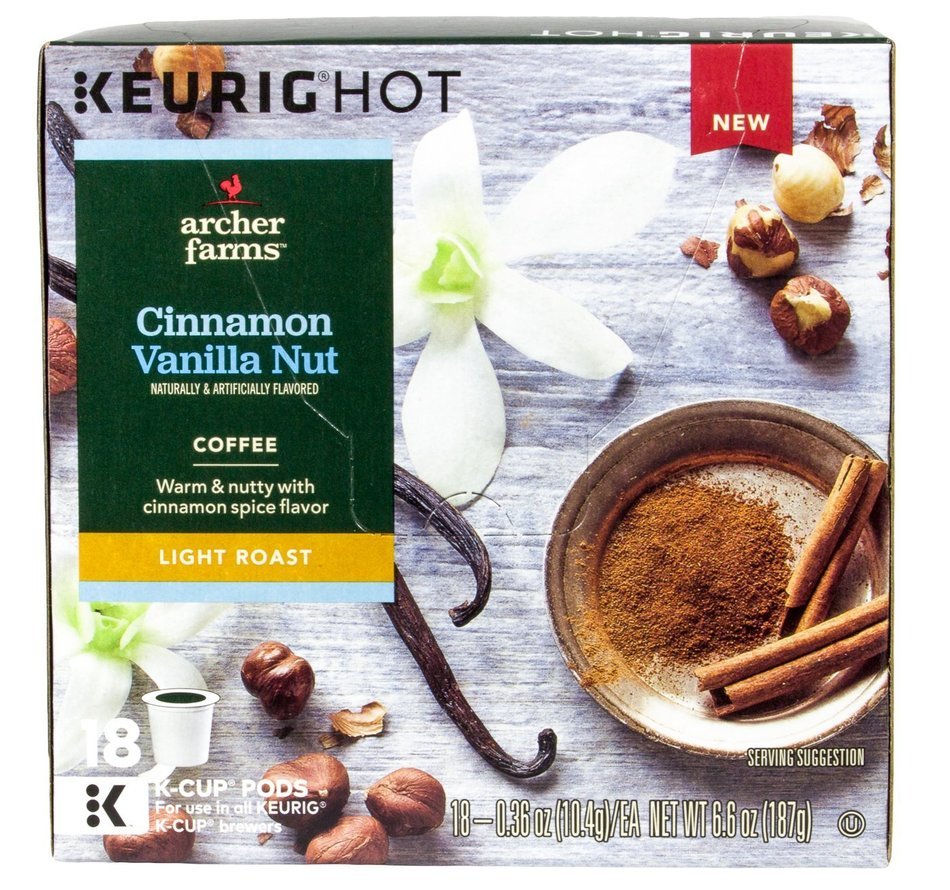 Archer Farms K-Cup Cinnamon Vanilla Nut Coffee Light Roast 18 Count (1 Box) N3