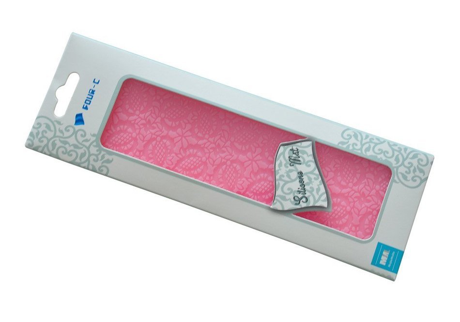 FOUR-C Baking Tools Embossing Lace Mat Silicone Cake Mold for Decoration Color Pink N3