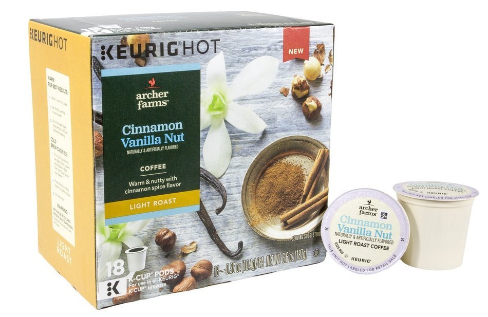 Archer Farms K-Cup Cinnamon Vanilla Nut Coffee Light Roast 18 Count (1 Box) N4